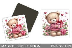 Valentines Bear Magnet Design. Valentine Magnet Sublimation Product Image 1