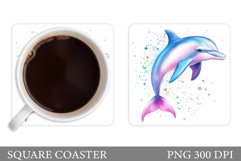 Dolphin Coaster Design. Dolphin Sublimation Product Image 1