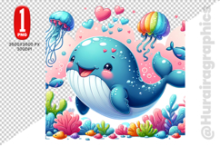 Cute Whale Clipart - PNG File Product Image 2