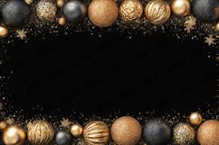 Glitter Gold and Black Christmas Ornaments Border Product Image 1