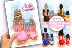 Family clipart, Mom and daughter on the beach clipart Product Image 1