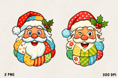 Patchwork Christmas Clipart | Cute Holiday PNG Product Image 1