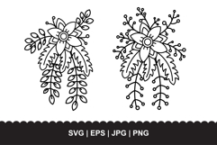 Floral Bouquet SVG Bundle - 2 Wildflower Botanical Vector Product Image 1
