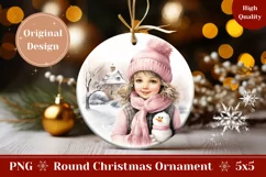 Christmas Round Ornament, Christmas Girl Ornament Design Product Image 1