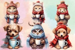 Christmas Animals Coffee Sublimation Clipart, Christmas PNG Product Image 2