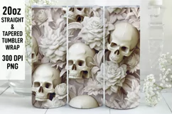 3D Skull Flowers Sublimation Tumbler Wrap | 3D Tumbler wrap Product Image 1