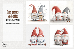 Cute christmas gnomes digital paper, background clipart Product Image 1