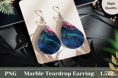 Blue Marble Teardrop Earrings, Glitter Earring Sublimation Product Image 1