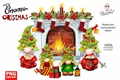 A family of dwarfs by the Christmas fireplace, Christmas Product Image 1