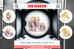 Safari Mom And Baby Animal Car Coaster Product Image 1