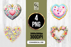 Floral Heart Illustration Clipart PNG Product Image 1