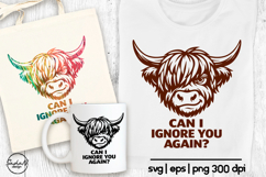 Funny Sarcastic Highland Cow SVG, Anti Social Quote Product Image 1