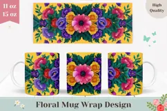 Floral Mug Design, Colorful Flowers Mug Wrap, Floral Print Product Image 1