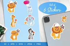 Cute Various Baby Animal with Toys, Safari Folk Sticker Set Product Image 1