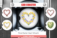 Floral Easter Heart Wreath Car Coaster Product Image 1