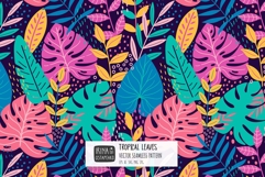 Vibrant Tropical Jungle Leaves Seamless Pattern Product Image 1