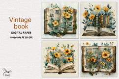 Vintage book digital paper, background clipart Product Image 1