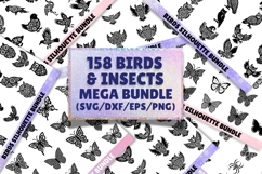 158 Birds &amp; Insects Silhouettes Stencil Mega bundle SVG Product Image 1