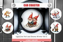 Yeti &amp; Gnome Winter Games Car Coaster Product Image 1