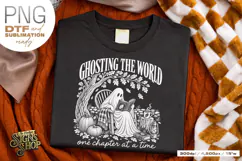 Ghost Reading Book Lover PNG, Retro Fall DTF Product Image 7