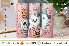 Spooky Halloween Tumbler, Pink Halloween, Funny Pumpkins PNG Product Image 1