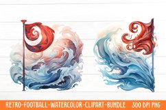 Retro Football Watercolor Clipart Product Image 1