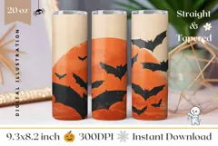 Halloween Bats Tumbler Wrap, Cartoon Bats Sublimation Product Image 1