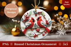 3D Christmas Ornament, Christmas Cardinals Ornament PNG Product Image 1