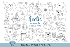Arctic Animals Digital Stamp, Polar Animals Coloring Page Product Image 1
