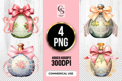 Floral Perfume Bottle Clipart Sublimation PNG Product Image 1