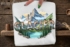 Glacier National Park PNG, Vintage Mountain Lake Sublimation Product Image 3