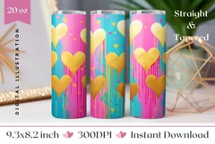 Golden Hearts Tumbler Sublimation, Valentine's Day Tumbler Product Image 1