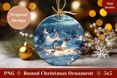 Christmas Village Ornament, Winter Round Ornament PNG Product Image 1