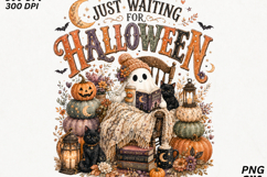 Just Waiting for Halloween Ghost Cat SVG Product Image 2