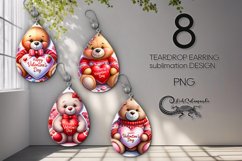 Valentine teddy bear &amp; puppy | teardrop earring sublimation Product Image 1