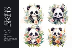 Watercolor baby panda clipart sublimation png Product Image 1