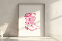Pink Coquette Bow Cowboy Boot Print Product Image 2