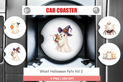 Car Coaster Watercolor Ghost Halloween Pets Product Image 1