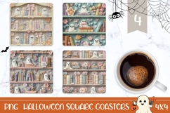 Cute Halloween Square Coasters, Halloween Ghost Coasters Product Image 1