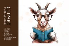 Grumpy Goat watercolor clipart sublimation Product Image 1