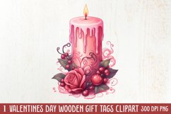 Retro Valentine Watercolor Clipart, Pink Valentine Product Image 1