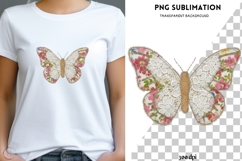 Fabric Butterfly PNG | Vintage Lace Floral Butterfly Clipart Product Image 1