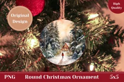 Christmas Ornament PNG, Watercolor Winter Forest Product Tag Product Image 1
