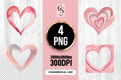 Watercolor Pink Layered Heart Clipart Sublimation PNG Product Image 1