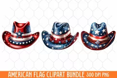 American Flag Watercolor Clipart, Us Flag Clipart Product Image 2