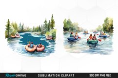 Watercolor People Go River Tubing PNG Clipart Product Image 1