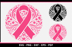 Black and pink breast cancer ribbon svg file Product Image 1