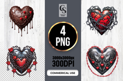 Gothic Chained Heart Illustration Clipart Sublimation PNG Product Image 1