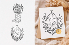 Spring svg, Birdhouse Clipart, Rain Boots with Flowers Product Image 1