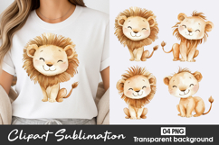 Cute Baby Lion Watercolor Clipart Sublimation PNG Product Image 1
